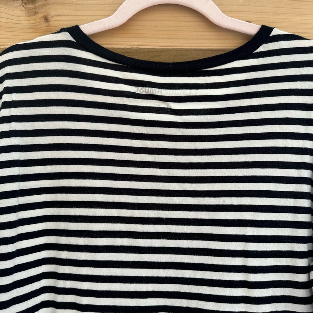 Amuse Society Honey Striped Long Sleeve Cropped Top Shirt Black Off White Large - Picture 10 of 16